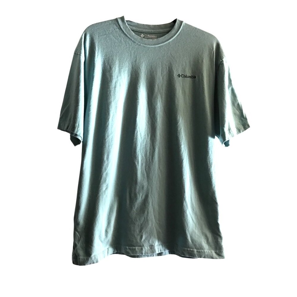 COLUMBIA- MEN'S GREEN CREW NECK SHORT SLEEVE 95%COTTON T-SHIRT SIZE MEDIUM
